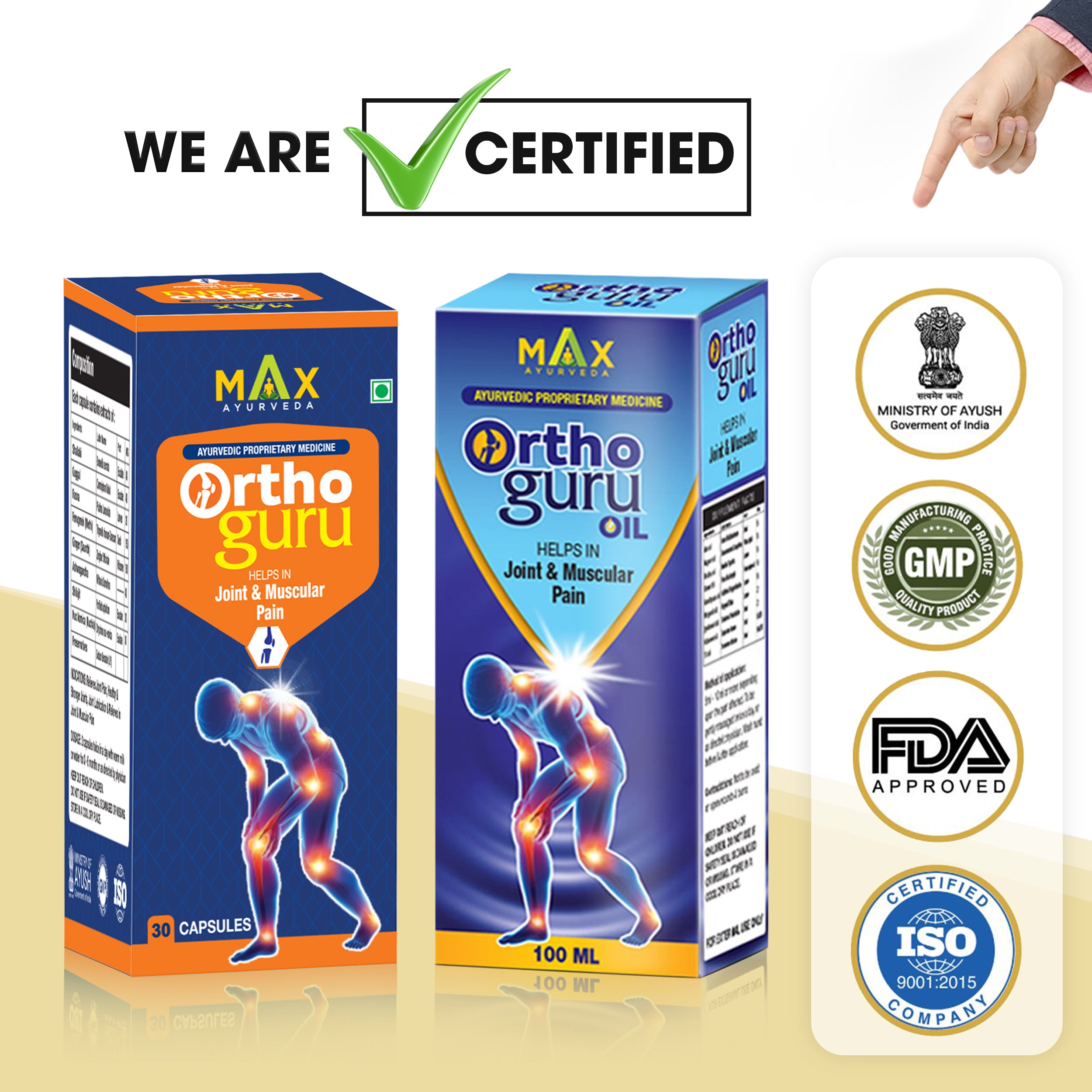 Ortho Guru Oil + Capsules combo for Joint & Muscular Pain